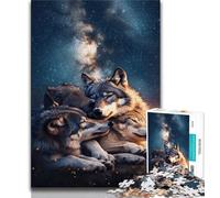 1000 Piece Jigsaw Puzzles for Teenagers Galaxy Wolf,Challenging Game And Family Play with Fully Interlocking Randomly Shaped Pieces (38x26cm)