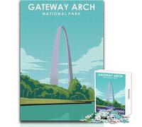1000 Piece Jigsaw Puzzles for Teenagers Gateway Arch Travel Poster Beautiful Design Game Difficult Challenge Gift For Birthdays Size 50x75cm