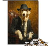 1000 Piece Jigsaw Puzzles for Teenagers Gentleman Golden Retriever for Educational Game Challenge Toy Artists Collection, Fine Art (size 50x75cm)