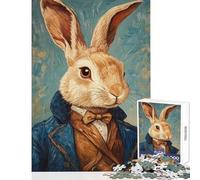 1000 Piece Jigsaw Puzzles for Teenagers Gentleman Rabbit Portrait Practical Game Birthday Present Home Decoration Toys Train Your Brain And Hands (38X26cm)