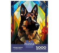 1000 Piece Jigsaw Puzzles for Teenagers German Shepherd Stained Adult Jigsaw Puzzle Toy Wall Decor Wall Art Unique Birthday And Gifts 38x26cm/1000pcs