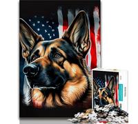 1000 Piece Jigsaw Puzzles for Teenagers German ShepherdUSA Flag Teenager Jigsaw,Challenging Game for Is Ideal As A Gift for The Whole Family (size 75x50cm)