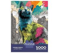1000 Piece Jigsaw Puzzles for Teenagers Giant Cat in Destroyed Cityscape Puzzle for Adults Relax Games Perfect Decoration Deal As Gifts for The Whole Family 70x50cm/1000pcs