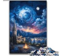 1000 Piece Jigsaw Puzzles for Teenagers Gifts Ancient City Under The Night Sky,Help The Brain Exercise Addictive Toys to Cultivate Patience Enhance Memory 38x52cm