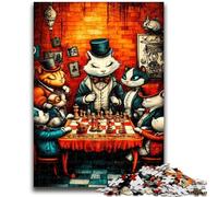 1000 Piece Jigsaw Puzzles for Teenagers Gifts Animals Playing Chess Stress Reliever Difficult Challenge Enhance Love between Couples 26x38cm