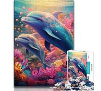1000 Piece Jigsaw Puzzles for Teenagers Gifts Art Dolphin Teenager Puzzles,Educational Games Home Decoration Suitable for Desktop Decoration 75x50cm