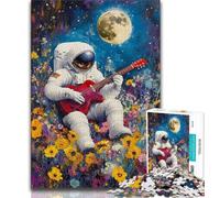 1000 Piece Jigsaw Puzzles for Teenagers Gifts Astronaut Playing Guitar 1000 Pieces for Teenagers,Perfect for Game Nights, Colorful Toy for Home Gift (size 75x50cm)