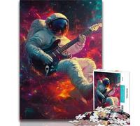 1000 Piece Jigsaw Puzzles for Teenagers Gifts Astronaut Playing Guitar,Toys Educational Games Stress Relieving Enhance Love between Couples 38x26cm