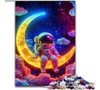 1000 Piece Jigsaw Puzzles for Teenagers Gifts Astronaut Sitting on The Moon,Challenging Game And Family Play with Matching Poster And Trivia Sheet 38x26cm