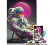 1000 Piece Jigsaw Puzzles for Teenagers Gifts Astronaut Sitting on The Moon,Learning Educational Toys Family Games Educational Game for Birthday,Chrismas 50x75cm