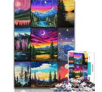 1000 Piece Jigsaw Puzzles for Teenagers Gifts Aurora Collage,Stress Reliever Difficult Challenge with Matching Poster And Trivia Sheet (38x26cm)