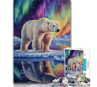 1000 Piece Jigsaw Puzzles for Teenagers Gifts Aurora Polar Bear 1000 Piece Puzzle,Decompressing Intellectual Educational Toy Birthday Gift (size 75x50cm)
