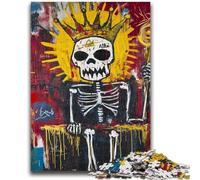 1000 Piece Jigsaw Puzzles for Teenagers Gifts Basquiat-style King Skull Challenging Family Activity Games DIY Toy for Home Wall Decor Gifts 26x38cm