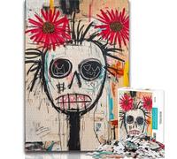 1000 Piece Jigsaw Puzzles for Teenagers Gifts Basquiat-style Poppy Skull 1000 Piece Puzzle,Decompressing Intellectual Educational Toy Birthday Gift (size 38x26cm)
