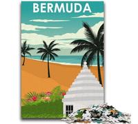 1000 Piece Jigsaw Puzzles for Teenagers Gifts Bermuda Travel Poster Family Fun for Is Ideal As A Gift for The Whole Family for And Age 14 Years Up (size 38x26cm)