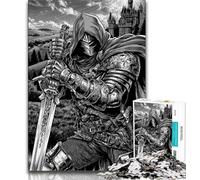 1000 Piece Jigsaw Puzzles for Teenagers Gifts Black And White Knight Teenager Puzzles,Educational Games Home Decoration Unique Home Decor And Gifts (size 38x26cm)