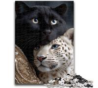 1000 Piece Jigsaw Puzzles for Teenagers Gifts Black And White Leopard Educational Family Game Wall Decoration Unique Birthday And Xmas Gifts 38x26cm