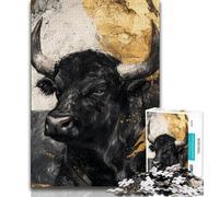 1000 Piece Jigsaw Puzzles for Teenagers Gifts Black Gold Bull 1000 Piece Puzzle,Unique Birthday And Gifts for And Age 14 Years Up 38x26cm
