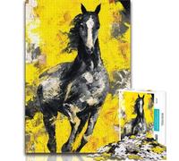 1000 Piece Jigsaw Puzzles for Teenagers Gifts Black Golden Horse Puzzles,Decompressing Intellectual Educational Toy Perfect Decoration 26x38cm
