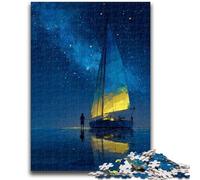1000 Piece Jigsaw Puzzles for Teenagers Gifts Boat Sailing Under The Starry Sky Family Fun for Is Ideal As A Gift for The Whole Family for And Age 14 Years Up 50x75cm