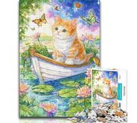 1000 Piece Jigsaw Puzzles for Teenagers Gifts Boating Cat,Stress Reliever Staycation Kill Time Parent-child Interaction 75x50cm