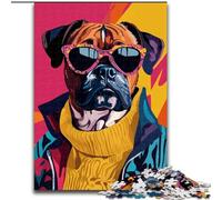1000 Piece Jigsaw Puzzles for Teenagers Gifts Boxer Dog, Family Game Stress Reliever Difficult Challenge Enhance Love between Couples (Size 50x75cm)
