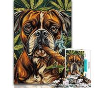 1000 Piece Jigsaw Puzzles for Teenagers Gifts Boxer Dog Smoking 1000 Piece Puzzle,for Educational Game Challenge Toy Deal As Gifts for The Whole Family (size 75x50cm)