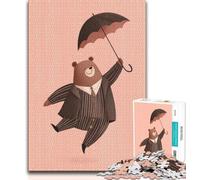 1000 Piece Jigsaw Puzzles for Teenagers Gifts Brown Bear Holding An Umbrella Teenager Jigsaw,Relax Games Is Ideal As A Gift for The Whole Family (size 75x50cm)
