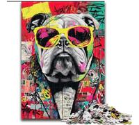 1000 Piece Jigsaw Puzzles for Teenagers Gifts Bulldog Doodle, Games Toys Gift Unique Birthday And Gifts for And Age 14 Years Up (Size 50x75cm)