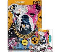 1000 Piece Jigsaw Puzzles for Teenagers Gifts Bulldog Doodle,Stress Reliever Difficult Challenge Is Ideal As Gifts for The Whole Family 38x26cm