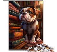 1000 Piece Jigsaw Puzzles for Teenagers Gifts Bulldog on The Book, Toy Intellectual Game Enhance Love between Couples for Ages 14+ (Size50x75cm)