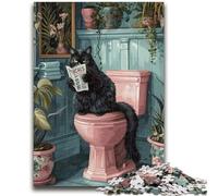 1000 Piece Jigsaw Puzzles for Teenagers Gifts Cat on Toilet Puzzles for Teenagers,Fun Present & Activity for Home,Toy for Rainy Days (26x38cm)