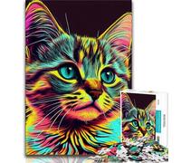 1000 Piece Jigsaw Puzzles for Teenagers Gifts Cat Pop Art Animal Face Jigsaw,Educational Games Home Decoration Suitable for Desktop Decoration (size 75x50cm)