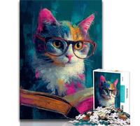 1000 Piece Jigsaw Puzzles for Teenagers Gifts Cat Reading A Book 1000 Piece Jigsaw,Stress Reliever Staycation Kill Time Wishlist with Santa Claus (size 38x26cm)