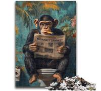 1000 Piece Jigsaw Puzzles for Teenagers Gifts Chimpanzee Reading A Newspaper Stress Reliever Difficult Challenge Enhance Love between Couples 50x75cm
