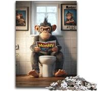 1000 Piece Jigsaw Puzzles for Teenagers Gifts Chimpanzee Sitting on Toilet Family Fun for Is Ideal As A Gift for The Whole Family for And Age 14 Years Up 26x38cm