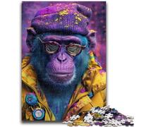 1000 Piece Jigsaw Puzzles for Teenagers Gifts Chimpanzee Wearing Sunglasses Puzzles for Teenagers,Fun Present & Activity for Home,Toy for Rainy Days (75x50cm)