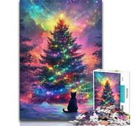 1000 Piece Jigsaw Puzzles for Teenagers Gifts Christmas Tree Cat Teenager Puzzles,Educational Games Wall Decoration Unique Birthday And Xmas Gifts 26x38cm