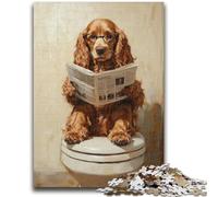 1000 Piece Jigsaw Puzzles for Teenagers Gifts Cocker Spaniel Sitting Toilet Teenager Puzzles,Educational Games Wall Decoration Unique Birthday And Xmas Gifts (75x50cm)