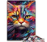 1000 Piece Jigsaw Puzzles for Teenagers Gifts Color Cat Teenager Puzzles,Educational Games Home Decoration Suitable for Desktop Decoration (26x38cm)