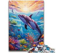 1000 Piece Jigsaw Puzzles for Teenagers Gifts Colorful Art Dolphin Teenager Puzzles,Educational Games Home Decoration Suitable for Desktop Decoration (50x75cm)