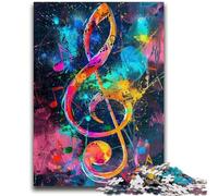 1000 Piece Jigsaw Puzzles for Teenagers Gifts Colourful Music Note Adult Puzzles,Educational Games Home Decoration Suitable for Desktop Decoration (26x38cm)
