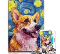 1000 Piece Jigsaw Puzzles for Teenagers Gifts Corgi Under The Night Sky,Stress Reliever Staycation Kill Time Wishlist with Santa Claus (38x26cm)