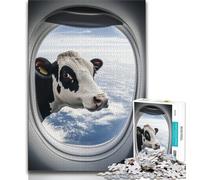 1000 Piece Jigsaw Puzzles for Teenagers Gifts Cow Outside The Plane Window,learning Educational for Is Ideal As A Gift for The Whole Family (75x50cm)