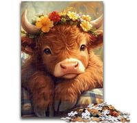 1000 Piece Jigsaw Puzzles for Teenagers Gifts Cute Baby Highland Cow Teenager Puzzles,Educational Games Wall Decoration Unique Birthday And Xmas Gifts (75x50cm)
