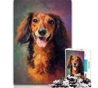 1000 Piece Jigsaw Puzzles for Teenagers Gifts Dachshund Oil Painting Puzzles for Teenagers,Fun Present & Activity for Home,Toy for Rainy Days 26x38cm