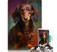 1000 Piece Jigsaw Puzzles for Teenagers Gifts Dachshund Oil Painting Teenager Puzzles,Educational Games Wall Decoration Unique Birthday And Xmas Gifts 75x50cm