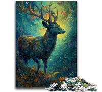 1000 Piece Jigsaw Puzzles for Teenagers Gifts Deer Floral Stress Reliever Difficult Challenge Enhance Love between Couples 26x38cm