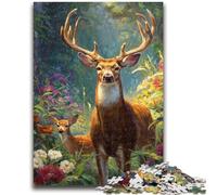 1000 Piece Jigsaw Puzzles for Teenagers Gifts Deer in The Jungle Toys Educational Games Stress Relieving Suitable for Desktop Decoration 26x38cm
