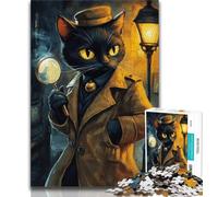 1000 Piece Jigsaw Puzzles for Teenagers Gifts Detective Cat,Toys Educational Games Stress Relieving Enhance Love between Couples 38x26cm